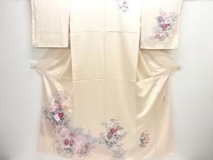 前田華清作　手描き秋草模様訪問着